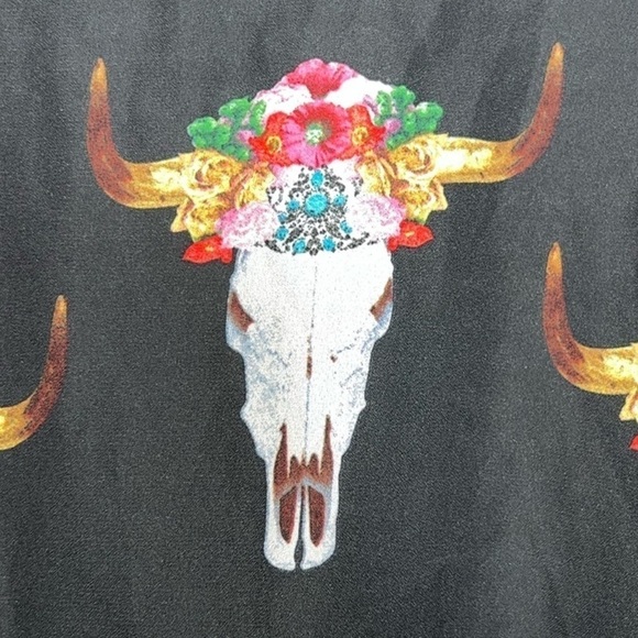 Show Me Your MuMu Tunic Top S Jamie Bull Floral Print Black Button - Picture 11 of 11